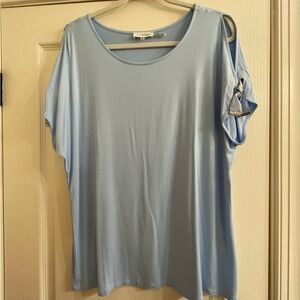 Calvin Klein cold shoulder top with bow details and silver toned hardware